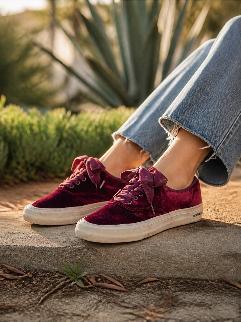 J. Crew Velvet Legend Sneakers Burgundy Maroon Women’s 9 Coquette SeaVees